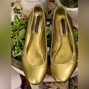 Ralph Lauren PURPLE Collection Gold ballet flats